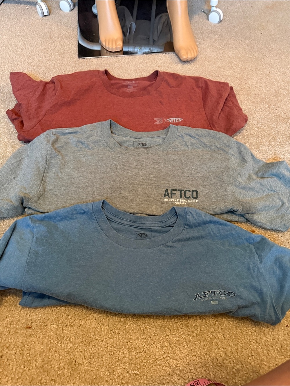 AFTCO Kids Short-Sleeve Tees in Rust, Heather Gray & Slate Blue - 3-Pack